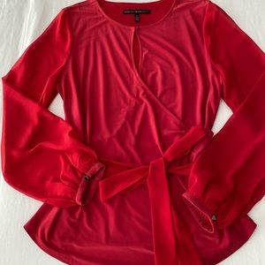 WHBM Red Key-hole Blouse Size Small